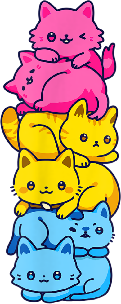 Pansexual Pride Cat LGBT Pan Flag Nonbinary Cute Cats Pile Kids Hoodie