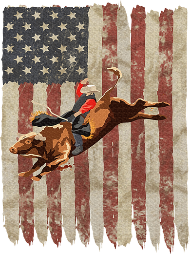 Patriotic Rodeo Bull Rider American Flag Western Cowboys Women's Dry Zone Grid Polo