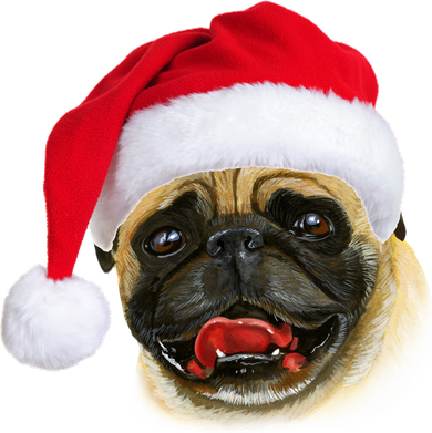 Christmas Pug Santa Hat Cute Button