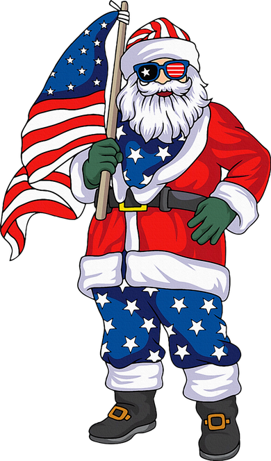 Patriotic Santa American Christmas 4th Of July Santa Bucket Hat