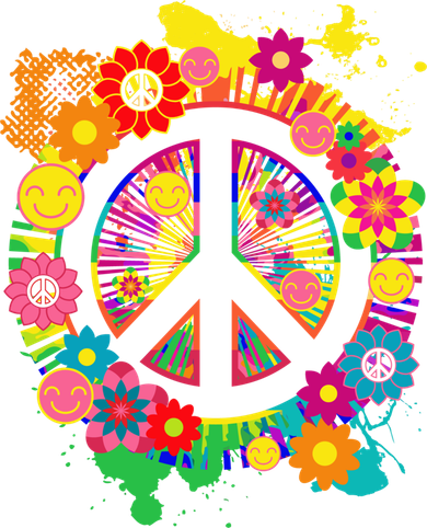 Peace Sign Bright Colorful Flowers 60s 70s Hippie Retro Meaningful Gift Pajama Set
