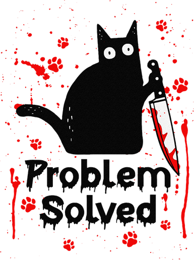 Problem Solved Bloody Funny Black Cat With Knife Cat Lovers Women's Sweatshirt