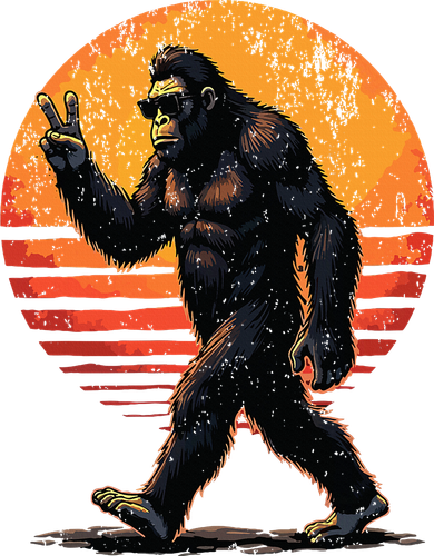 Peace Sign Bigfoot Sasquatch Sunset Graphic Big Foot Toddler T-Shirt