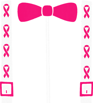 Pink Suspenders Bow Tie Costume Breast Cancer Awareness Women's T-Shirt