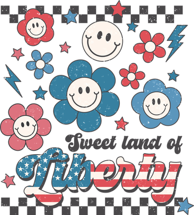 Patriotic Sweet Land Of Liberty American Flag Retro 4th Of July Gift Toddler Long Sleeve