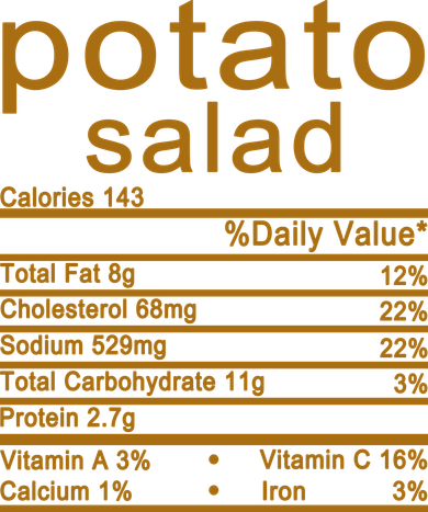 Potato Salad Nutrition Facts Label Baby Bodysuit