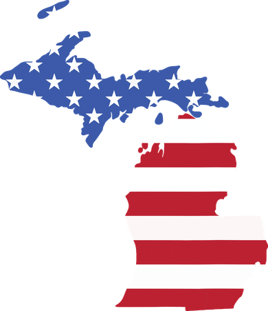 Patriotic State Of Michigan Usa Flag Polo