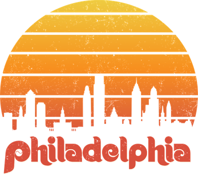 Philadelphia Skyline Retro Sunset Vintage Philly Women's Dry Zone Grid Polo