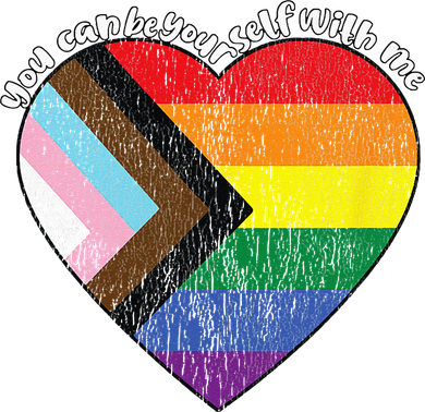 Pride Safe Space Heart LGBTQ+ You Can Be Yourself With Me Button
