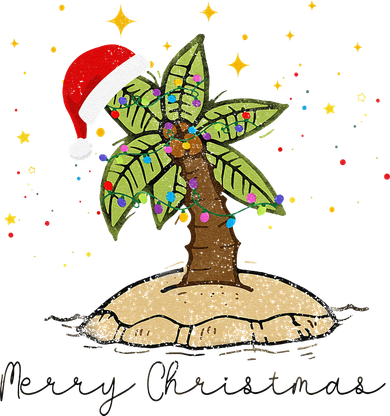 Palm Tree Christmas Light Santa Hawaiian Beach Xmas Coaster