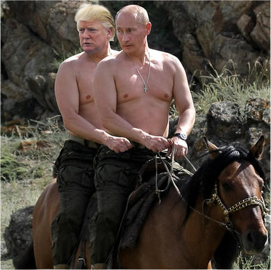 Putin Trump Riding Horse | Russia Tee Hoodie