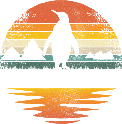 Penguin Vintage Retro Sunset Penguin Lover Polo