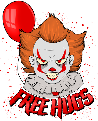 Free Hugs Scary Clown Funny Button