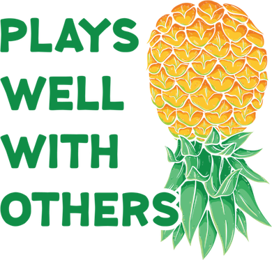Plays Well With Others Upside Down Pineapple Meaningful Gift Polyamory Gift Kids T-Shirt