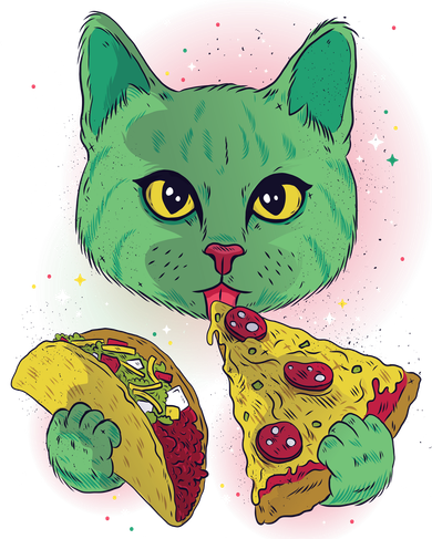 Cosmic Pizza Taco Space Cat Kids T-Shirt