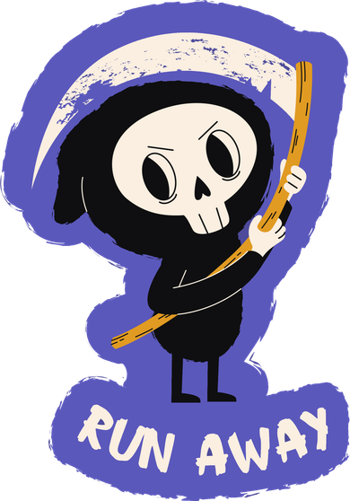 Run Away From The Reaper Cute Grim Reaper Baby Bodysuit