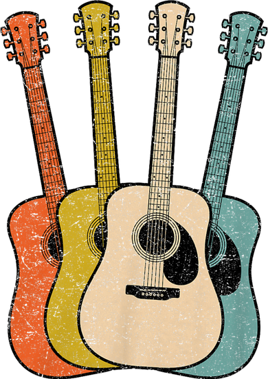 Retro Acoustic Guitar Vintage Guitarist Cool Music Graphic Kids T-Shirt