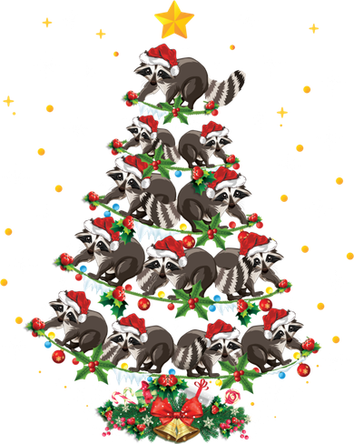 Raccoon Animal Lover Xmas Gift Raccoon Christmas Tree Gift Bucket Hat