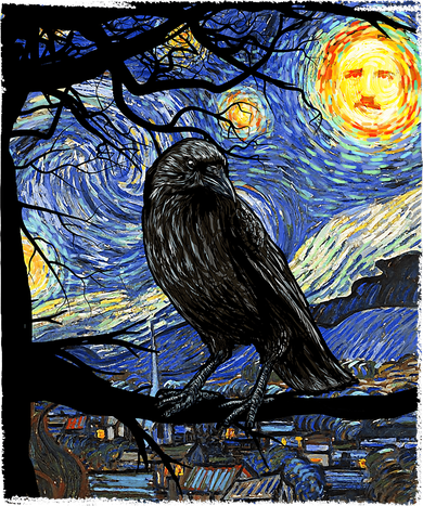 Raven Art Starry Night Edgar Allan Poe Raven Poe Women's Hoodie