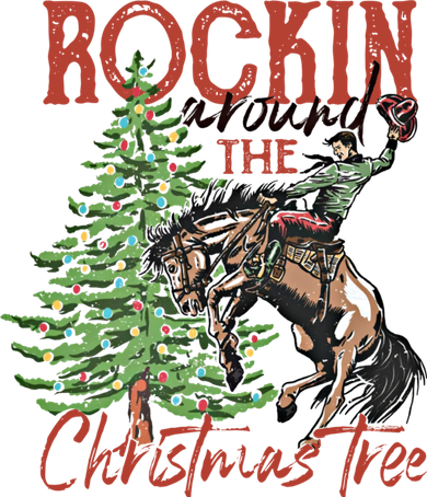 Rocking Around The Christmas Tree Retro Cowboy Christmas Baby Bodysuit