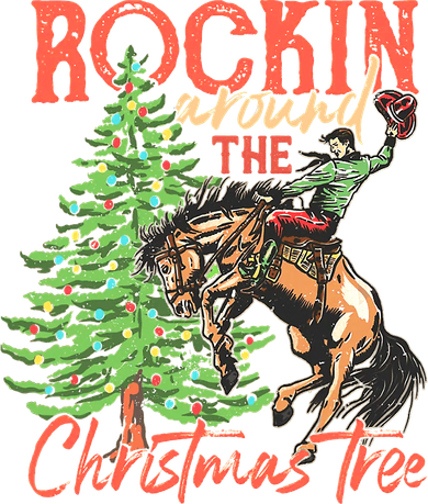 Rocking Around The Christmas Tree Christmas Cow Horse Women's T-Shirt