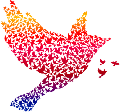 Rainbow Bird Abstract Flock Tote Bag