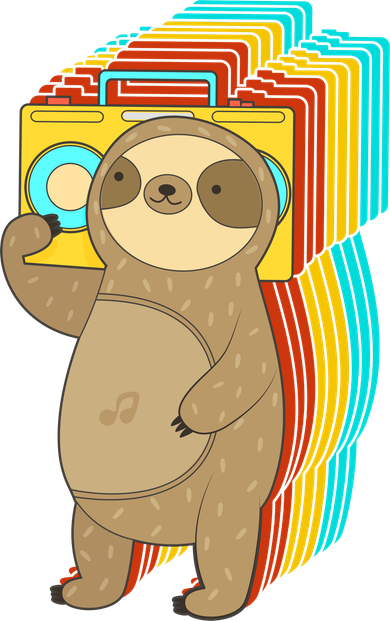 Retro Boombox Sloth T-Shirt