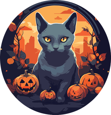 Russian Blue Cat Halloween Pumpkin Love Cats Doggie Tank