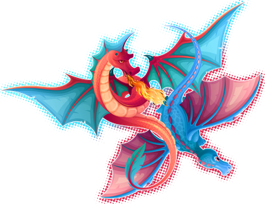 Red And Blue Flying Dragons Kids Sweatshirt