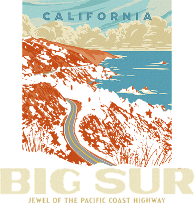 Retro Big Sur California Coast Wpa Style Vintage Graphic Toddler T-Shirt