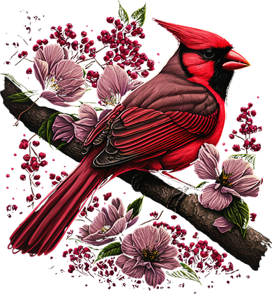 Red Cardinal Bird And Pink Flowering Dogwood Blossoms Toddler Sweatshirt