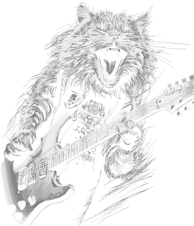 Rock Cat Playing Guitar Funny Guitar Cat Hoodie