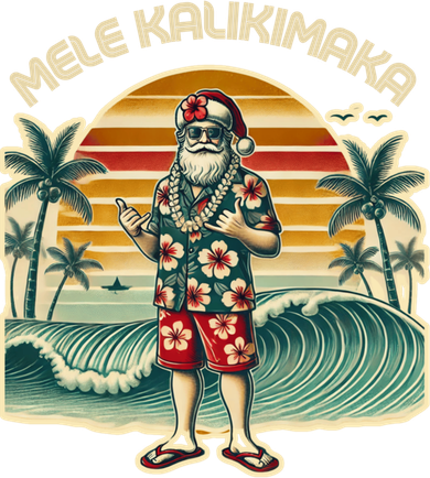 Retro Christmas Surf Mele Kalikimaka Santa Shaka Hawaii Gift Kids Long Sleeve Shirt