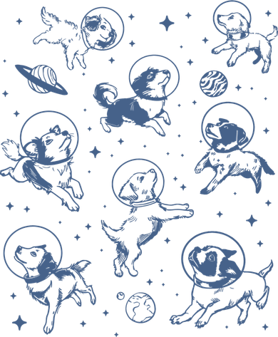 Retro Dogs In Space Funny Galaxy Women's T-Shirt