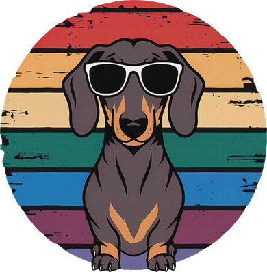 Retro Dachshund Sunset Bucket Hat