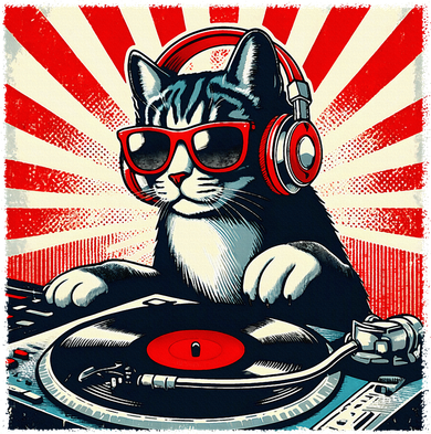 Retro Funny Dj Cat Disco Sound Tech Headphone Music Kitten Ornament