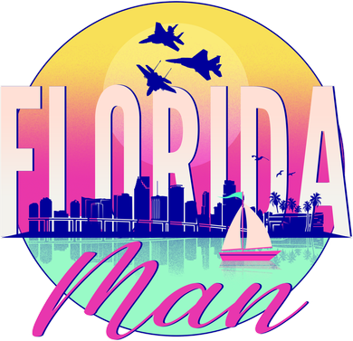 Retro Florida Man Miama Skyline with Fighter Jets Baby Bodysuit