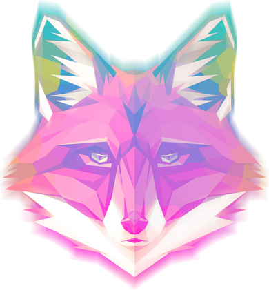 Retro Glowing Digital Polygon Fox Button