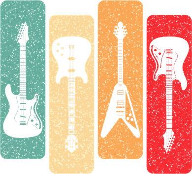 Retro Guitars Guitarist Electric Bass Guitar Rock Music Toddler Long Sleeve