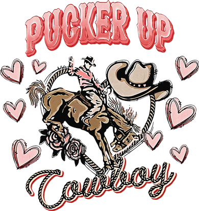 Retro Groovy Howdy Valentines Cowboy Hat Pucker Up! Button