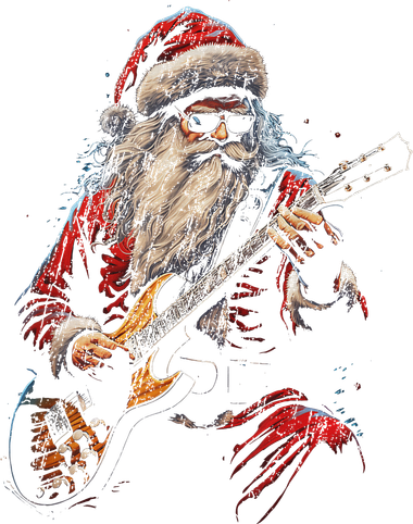 Rock Guitar Santa Claus Playing Guitar Funny Christmas Button