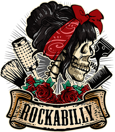 Rockabilly Girl Skull Pinup Hairstylist Hairdresser Women's T-Shirt
