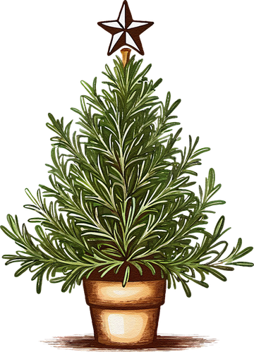 Rosemary Herb Christmas Tree Button