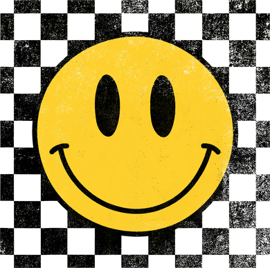 Retro Happy Face 70s Distressed Checkered Pattern Smile Face Women's Tank Top