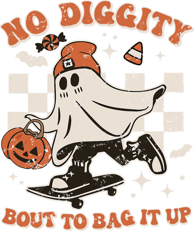 Retro Halloween Ghost No Diggity Bout To Bag It Up Button