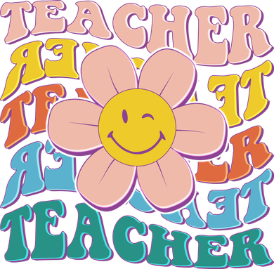 Retro Hippie Teacher Flower Smiley Emoji Kids Long Sleeve Shirt