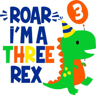 Roar I'm A Three Rex Dinosaur 3rd Birthday Boy 3 Years Bday Kids Hoodie