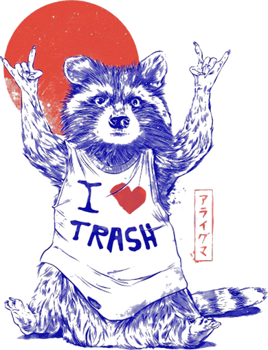 Raccoon I Love Trash Japanese Samurai Garbage Gang Bucket Hat