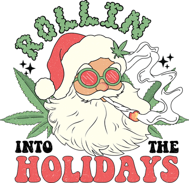 Rollin Into The Holidays Funny Marijuana Santa Coaster