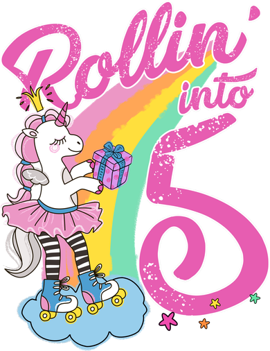 Rollin' Into 5 Skating Unicorn  Hooded Wearable Blanket